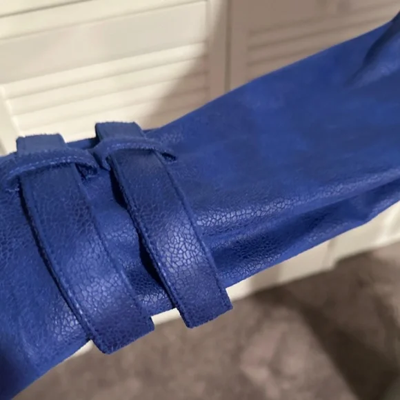 Joseph ribkoff royal blue faux leather jacket - Picture 5 of 8